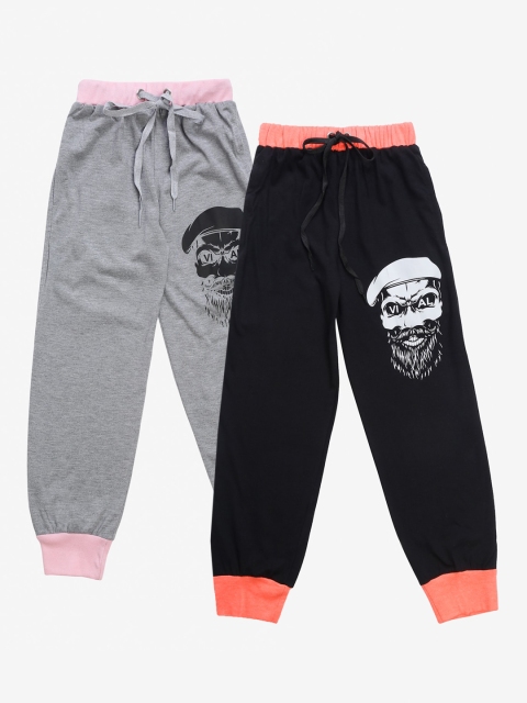 

VIMAL JONNEY Kids Pack Of 2 Printed Joggers, Black