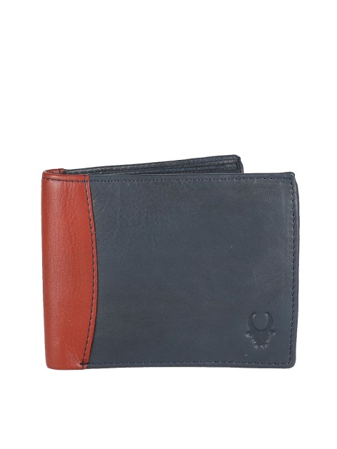 

WildHorn Men Navy & Brown Genuine Leather Wallet, Navy blue