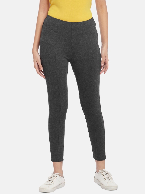 

People Women Grey Solid Skinny Fit Treggings