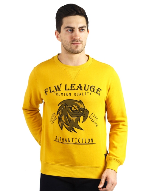 

FLAWLESS Men Yellow Crew Neck Printed Sweatshirt