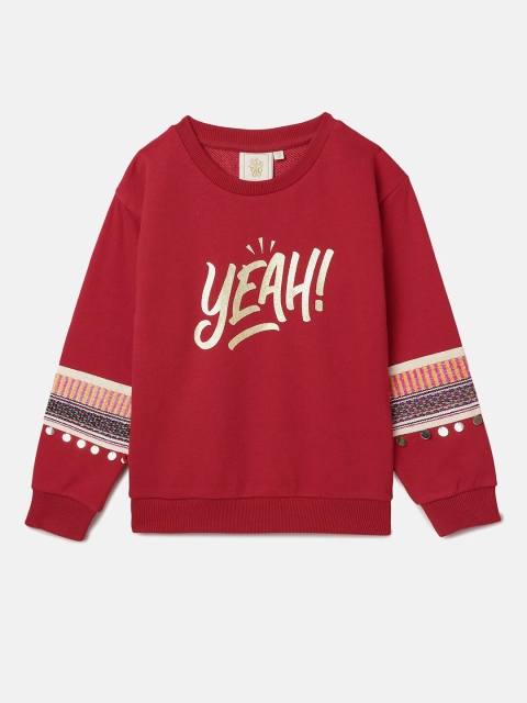 

BYB PREMIUM Girls Red Printed Sweatshirt