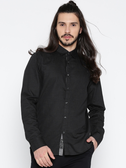 

Being Human Clothing Men Black Slim Fit Self-Design Casual Shirt