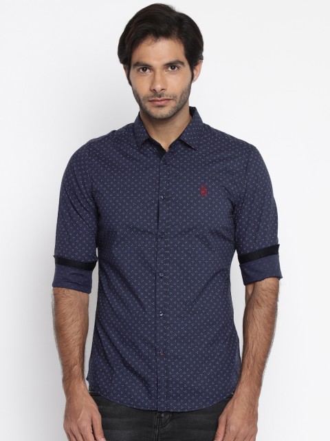 

Being Human Clothing Men Blue Printed Slim Fit Casual Shirt