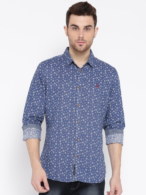

Being Human Blue Slim Fit Printed Casual Shirt