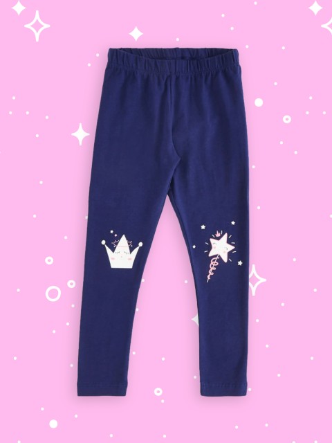 

Pantaloons Junior Girls Navy Blue & White Graphic Printed Leggings