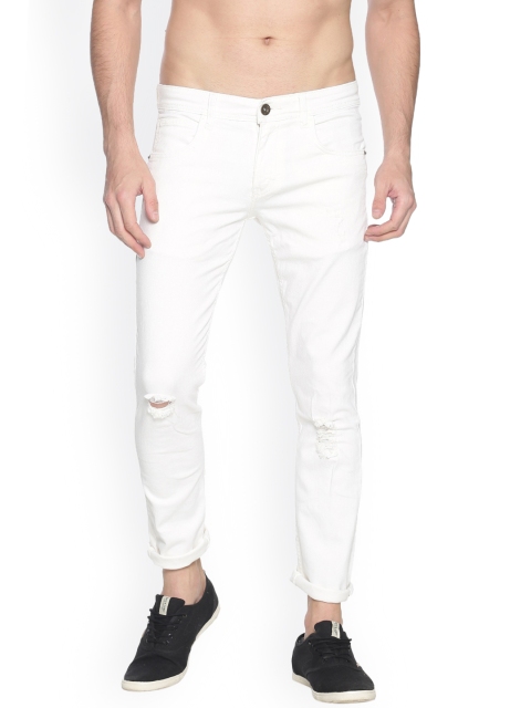 

Chennis Men White Slim Fit Slash Knee Stretchable Jeans