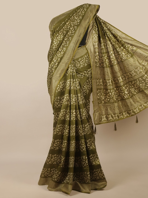 

Pothys Green & Off White Ethnic Motifs Printed Saree