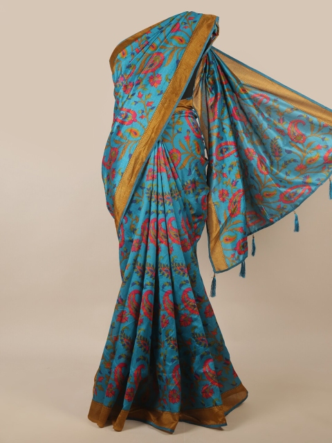 

Pothys Blue & Red Floral Saree