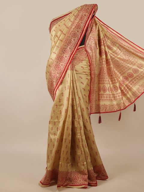 

Pothys Cream-Coloured & Red Ethnic Motifs Printed Saree