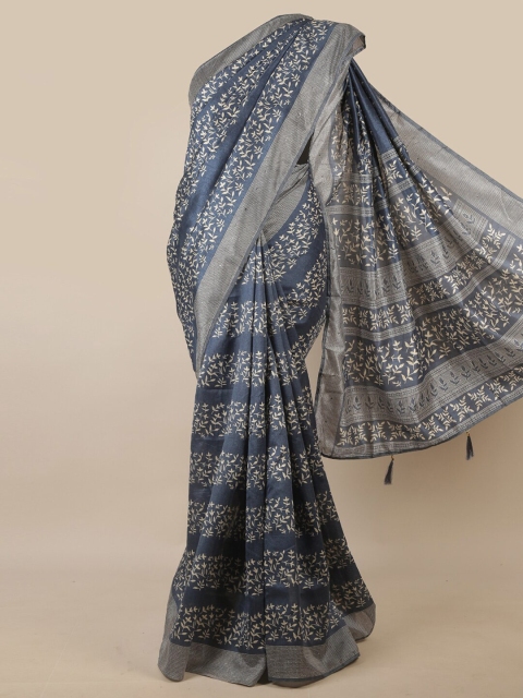 

Pothys Grey & Off White Floral Saree