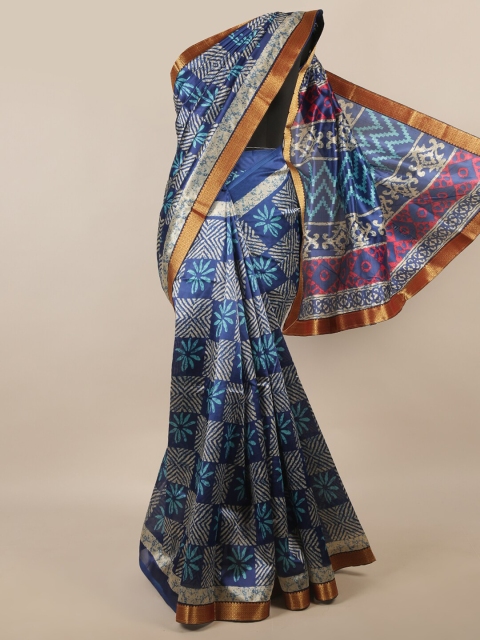 

Pothys Blue & Grey Printed Zari Saree