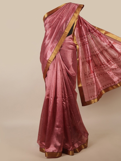 

Pothys Maroon & Pink Geometric Printed Zari Saree