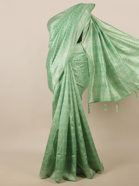 

Pothys Green Beads & Stones Saree