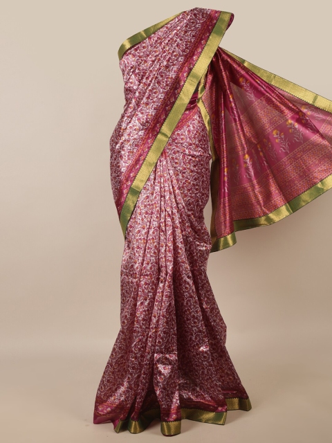 

Pothys Purple & White Floral Printed Zari Saree