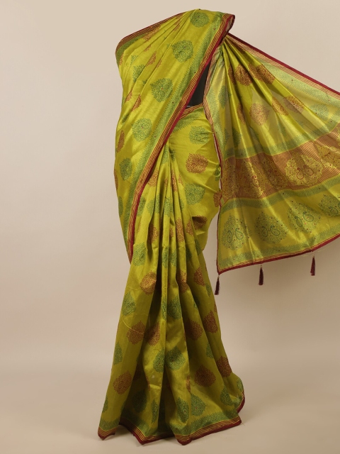 

Pothys Green & Maroon Floral Saree