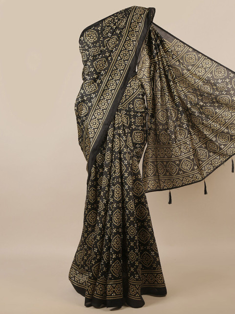 

Pothys Black & Beige Bandhani Printed Saree