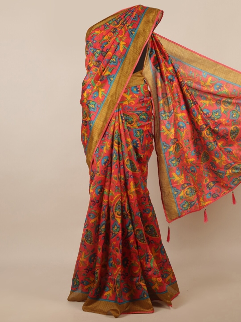 

Pothys Pink & Green Kalamkari Saree