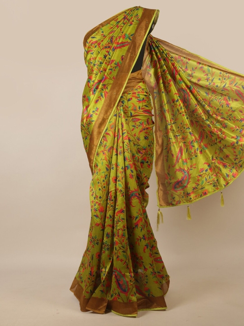 

Pothys Green & Red Floral Printed Saree
