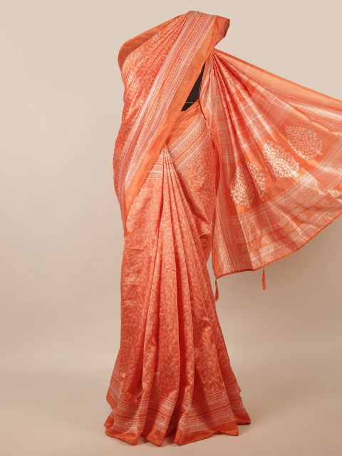 

Pothys Orange & White Floral Printed Saree