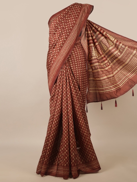 

Pothys Maroon & Cream-Coloured Ethnic Motifs Printed Saree