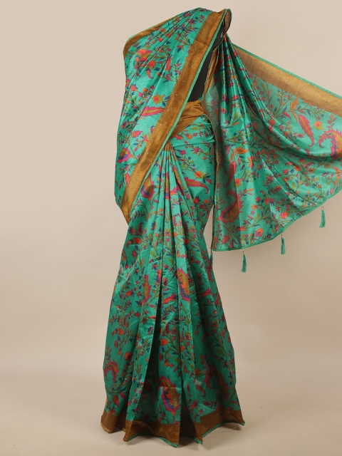 

Pothys Green & Mustard Ethnic Motifs Printed Saree