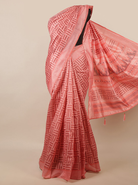 

Pothys Pink & Cream-Coloured Printed Zari Saree