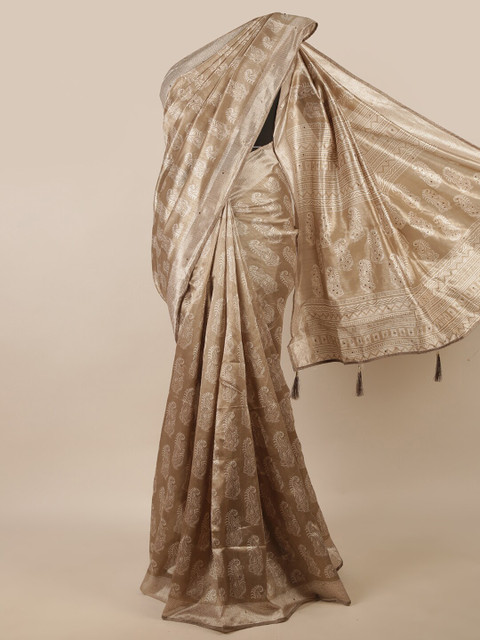 

Pothys Tan & White Ethnic Motifs Saree