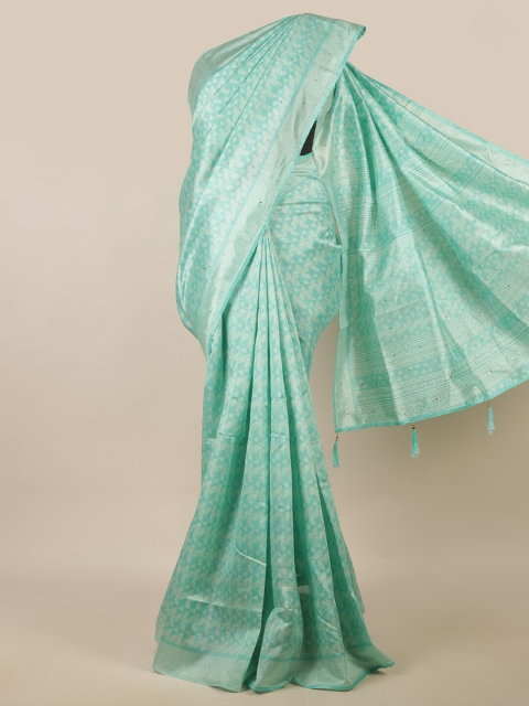 

Pothys Green & Off White Ethnic Motifs Saree