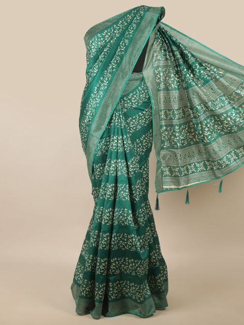 

Pothys Green & Cream-Coloured Floral Printed Saree