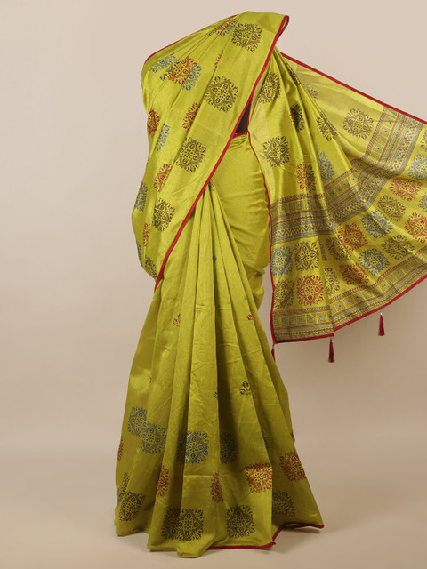 

Pothys Green & Blue Ethnic Motifs Saree