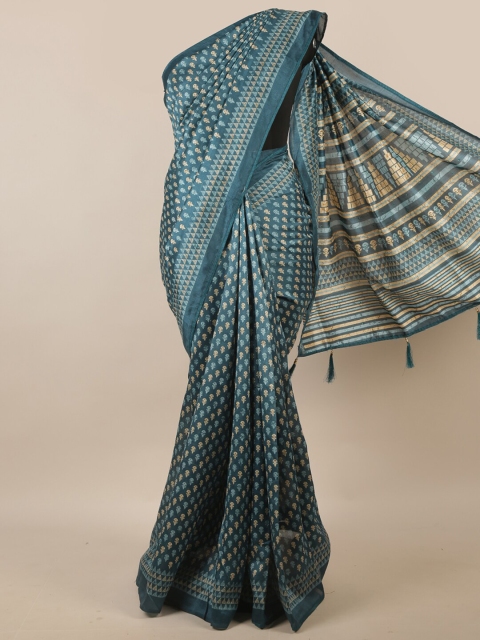 

Pothys Blue & Beige Floral Printed Saree