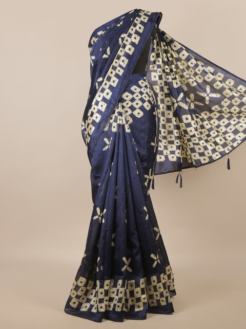 

Pothys Blue & Off White Ethnic Motifs Printed Saree