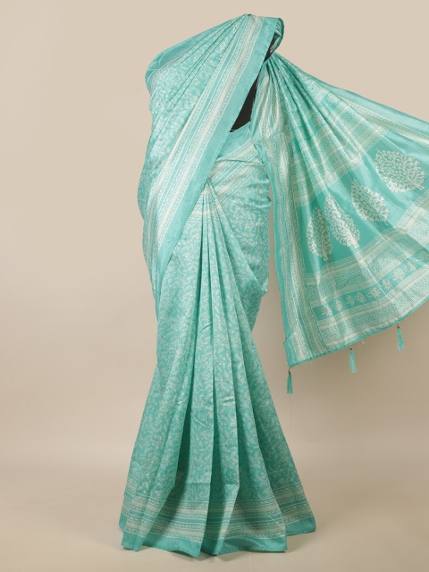 

Pothys Green & White Floral Printed Saree