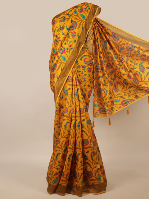 

Pothys Mustard & Brown Ethnic Motifs Printed Saree