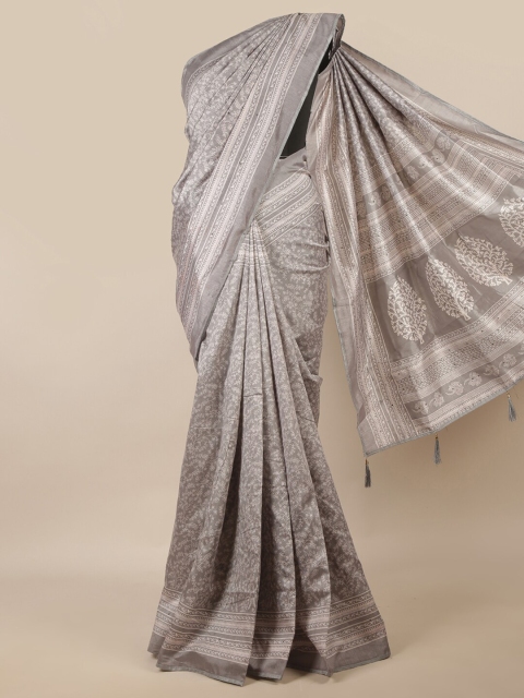 

Pothys Grey & Off White Floral Printed Saree