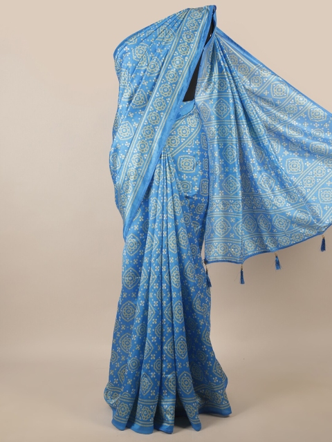 

Pothys Blue & Yellow Bandhani Printed Saree