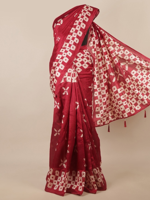 

Pothys Maroon & Off White Printed Saree