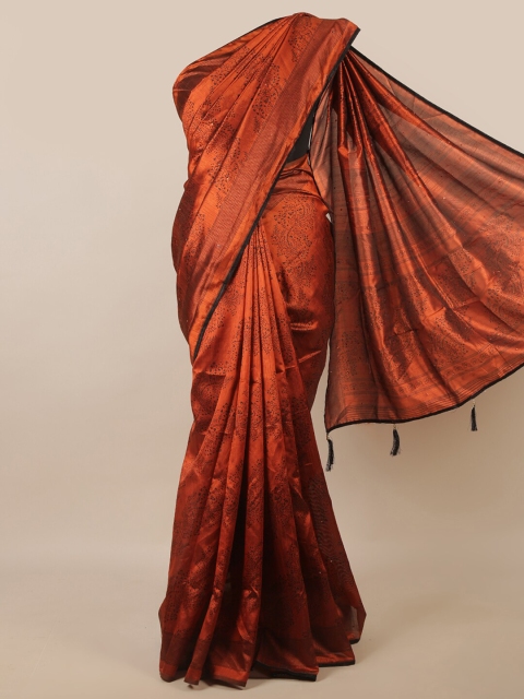 

Pothys Rust & Black Floral Printed Saree