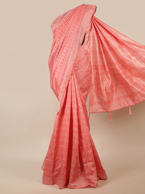 

Pothys Pink & White Geometric Printed Saree