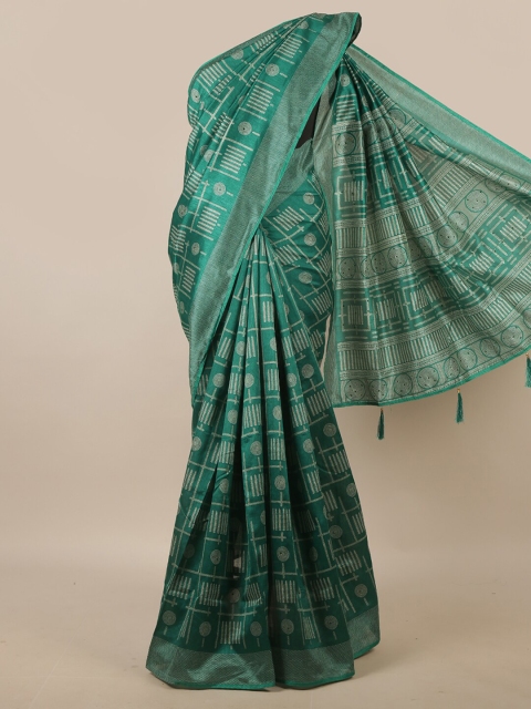 

Pothys Green & White Printed Saree