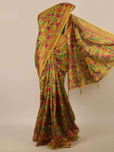 

Pothys Green & Pink Floral Saree