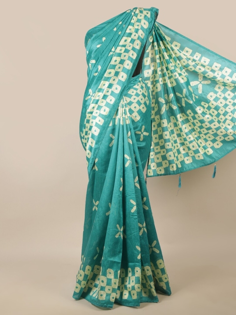 

Pothys Green & Cream-Coloured Printed Saree