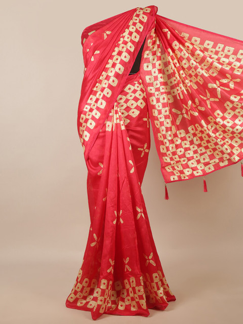 

Pothys Red & Off White Ethnic Motifs Printed Saree