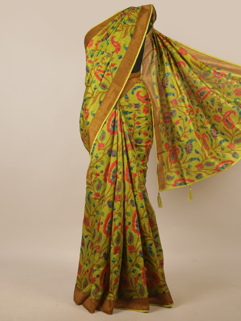 

Pothys Green & Red Floral Saree