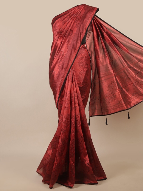 

Pothys Maroon & Black Floral Printed Saree