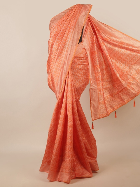 

Pothys Orange & Off White Geometric Printed Saree