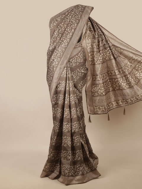 

Pothys Grey & Off White Floral Printed Saree