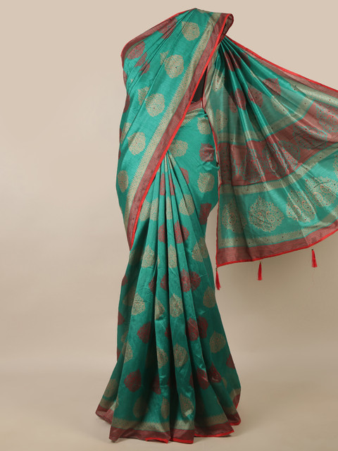 

Pothys Green & Maroon Ethnic Motifs Printed Saree