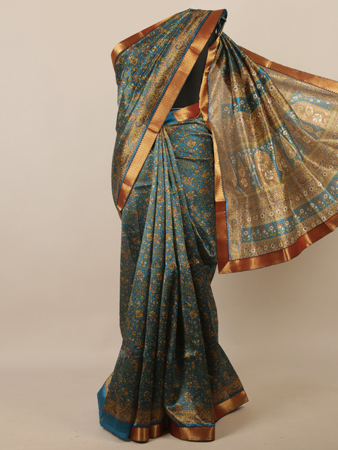 

Pothys Blue & Beige Floral Zari Saree