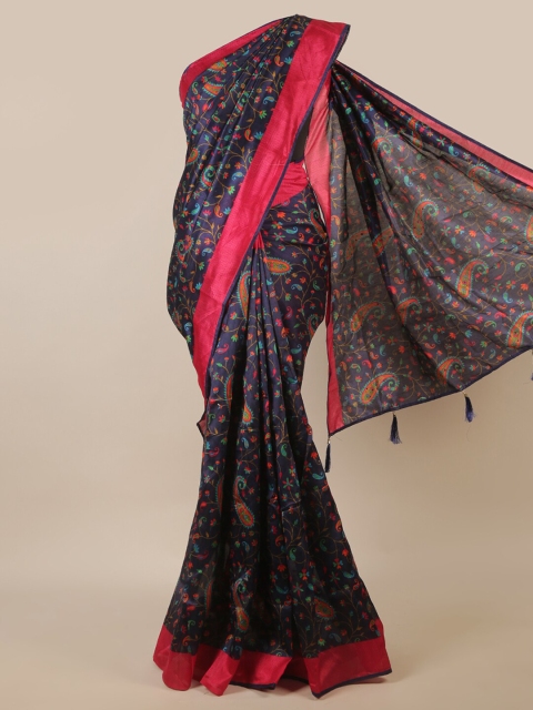 

Pothys Blue & Pink Ethnic Motifs Printed Saree